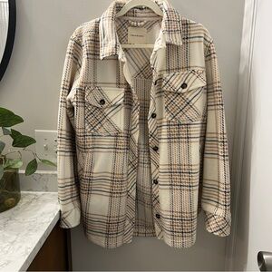 Thread & Supply soft teddy Plaid Shacket Shirt Jacket